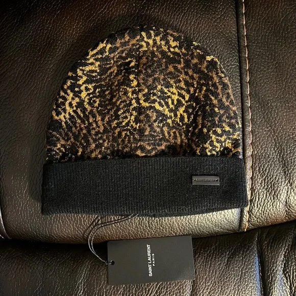 Saint Laurent unisex intarsia beanie hat NWT